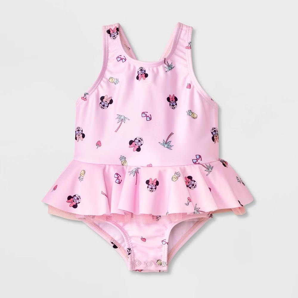 Baby Girls' Disney Minnie Mouse Ruffle One Piece Swimsuit - 3 Month